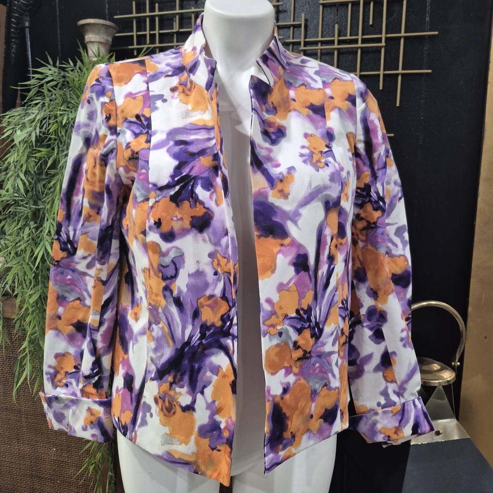 Anne Klein Purple and Orange Floral Blazer